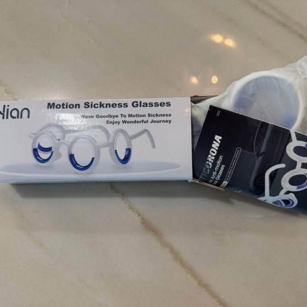 Motion Sickness Glasses – Travel Glasses for Cars, Boats & Planes – New In Box!